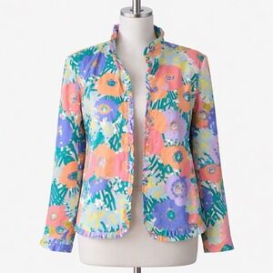 Vtg REDD Jeans 12 Floral Sequin Blazer Floral Boho Festival Spring Colorful New‎